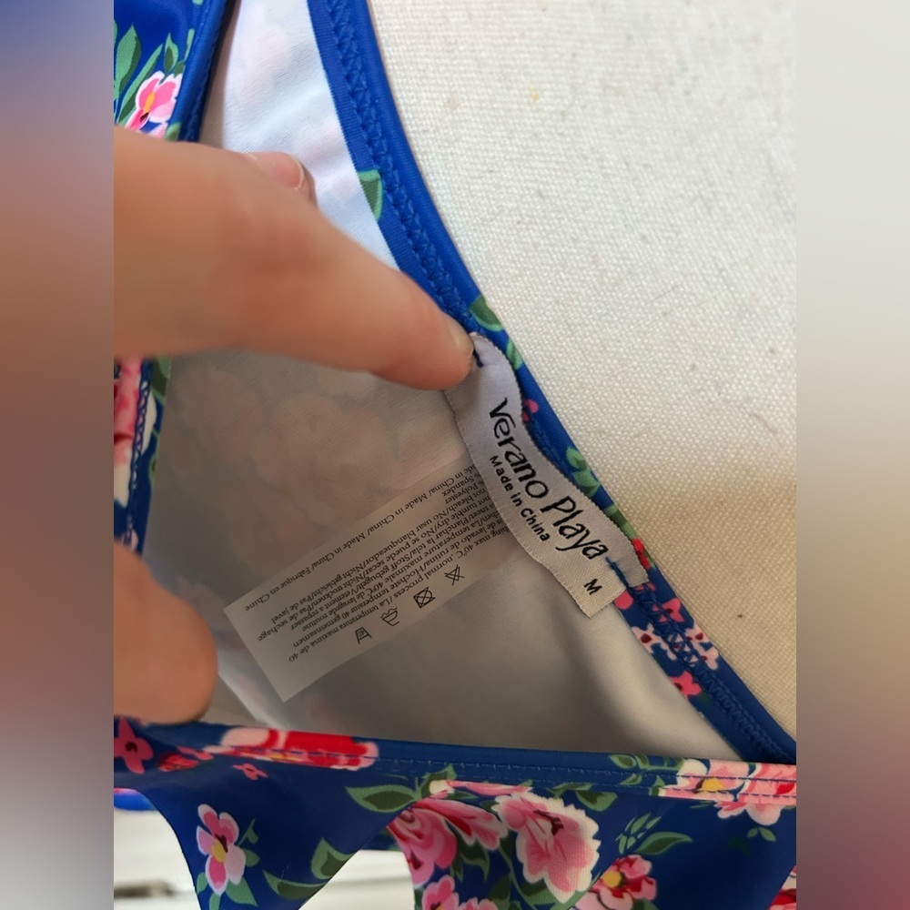 Floral Blue Ruffle Bikini Set - Picture 4 of 9